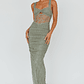 Oliana Embroidered Mesh Midi Dress Fern - thumbnail 3