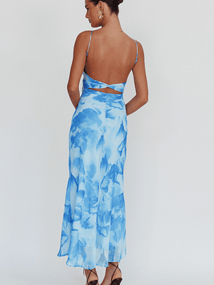 Nerida Low Back Twist Maxi Dress Blue