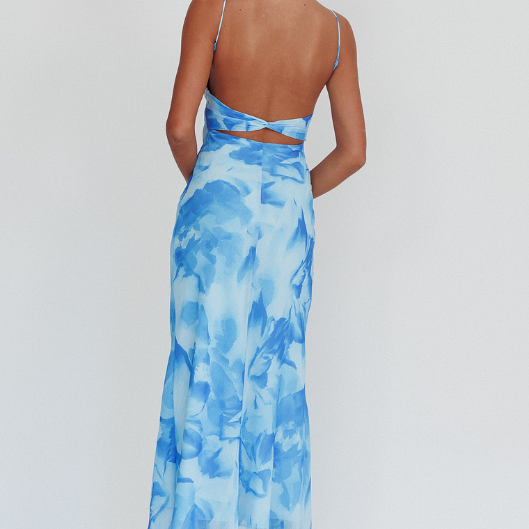 Nerida Low Back Twist Maxi Dress Blue 2