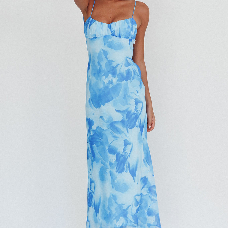 Nerida Low Back Twist Maxi Dress Blue 3