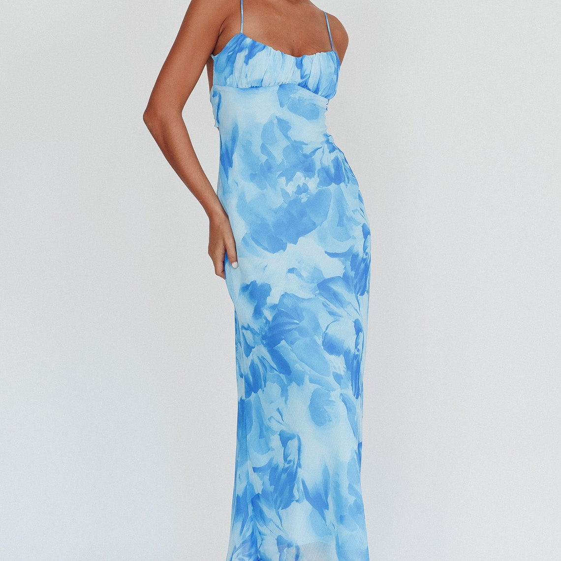 Nerida Low Back Twist Maxi Dress Blue 5