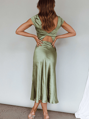 Lucinda Twist Back Midi Dress Olive