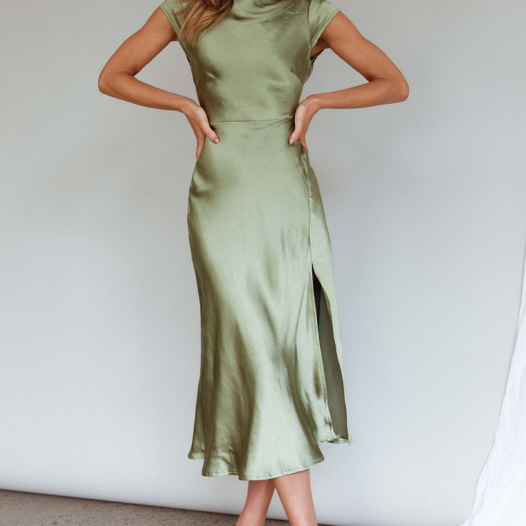 Lucinda Twist Back Midi Dress Olive 3