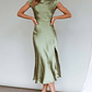Lucinda Twist Back Midi Dress Olive - thumbnail 3
