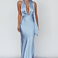 Italia Azure Halterneck Maxi Dress Blue - thumbnail 1