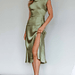 Lucinda Twist Back Midi Dress Olive - thumbnail 5