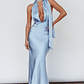 Italia Azure Halterneck Maxi Dress Blue - thumbnail 3
