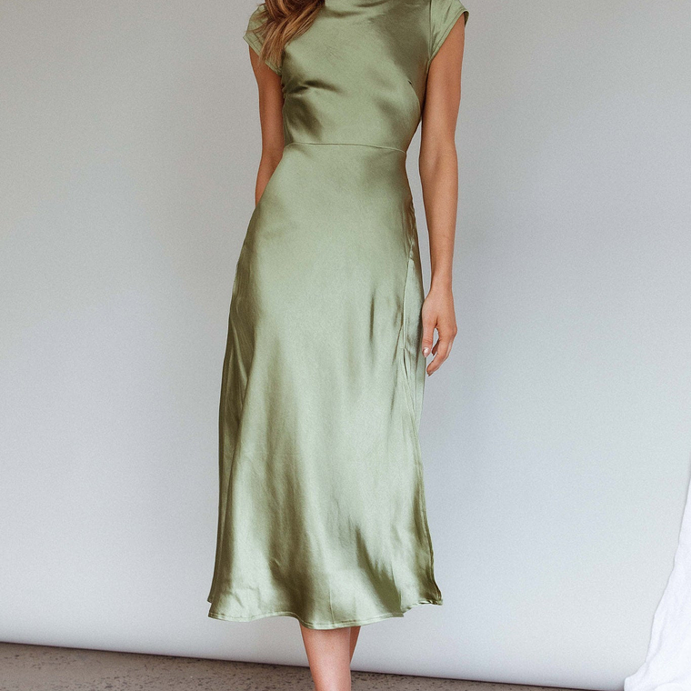 Lucinda Twist Back Midi Dress Olive 6