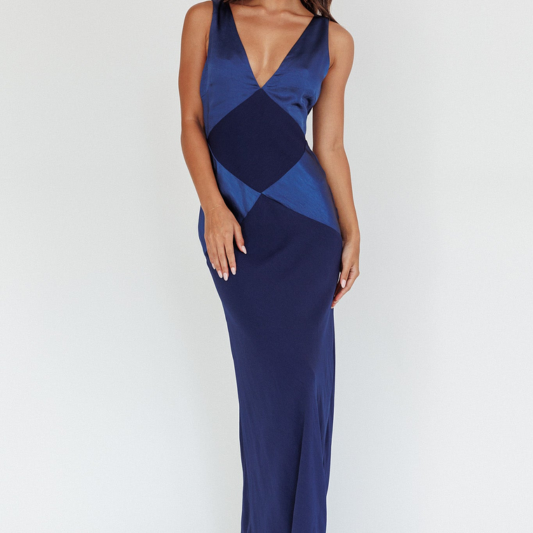 Soul Fire V-Neck Maxi Dress Navy 1