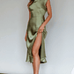 Lucinda Twist Back Midi Dress Olive - thumbnail 7
