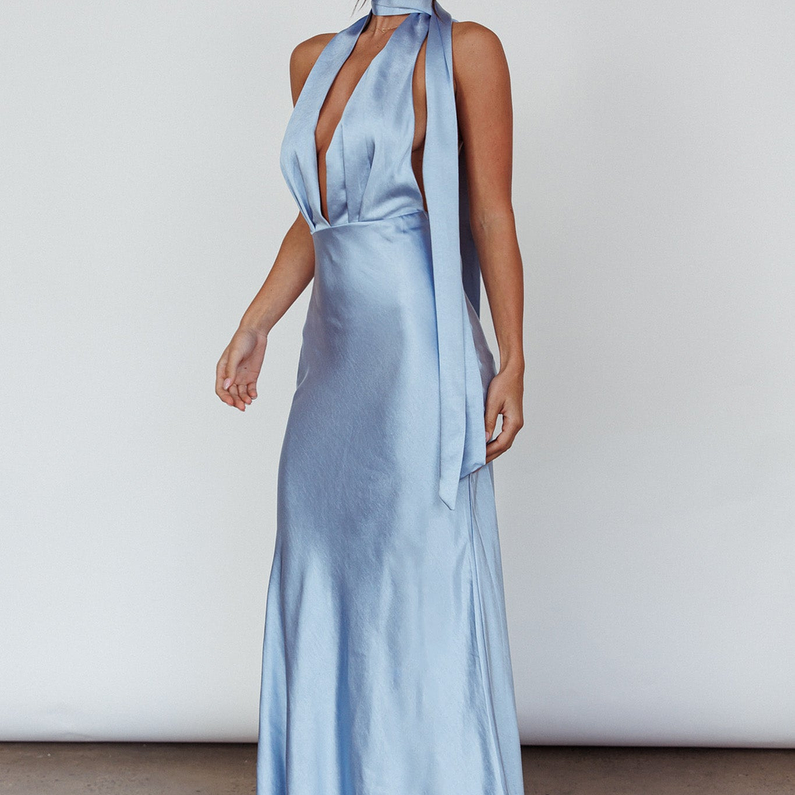 Italia Azure Halterneck Maxi Dress Blue 6