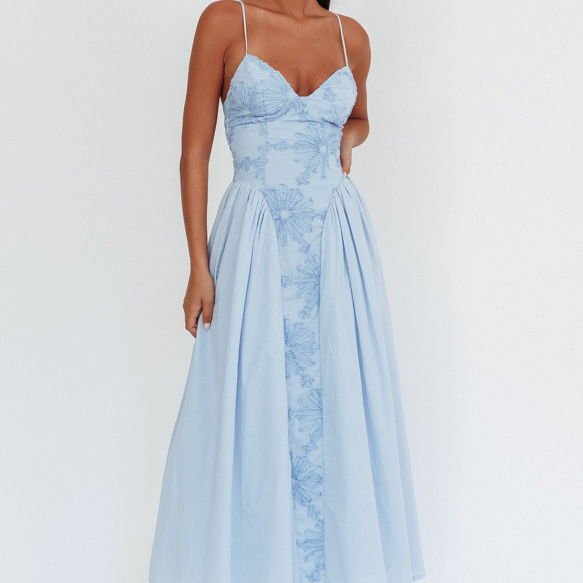 Serifine Floral Embellished Maxi Dress Blue 1
