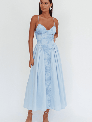 Serifine Floral Embellished Maxi Dress Blue