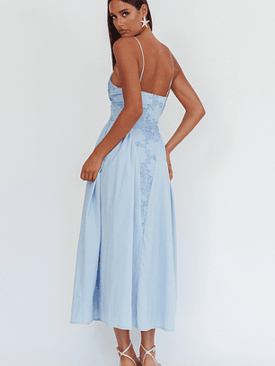Serifine Floral Embellished Maxi Dress Blue