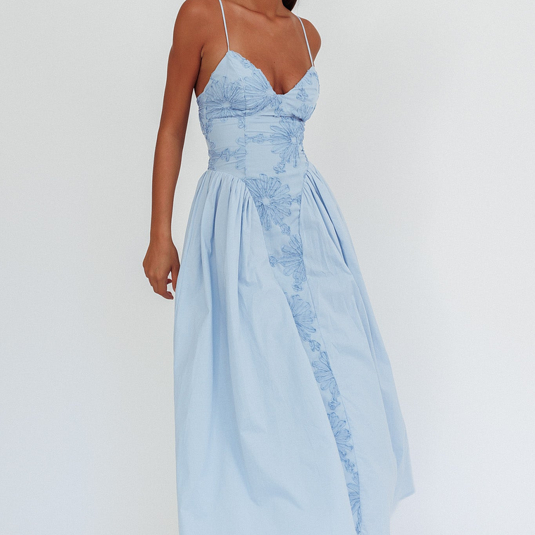 Serifine Floral Embellished Maxi Dress Blue 4