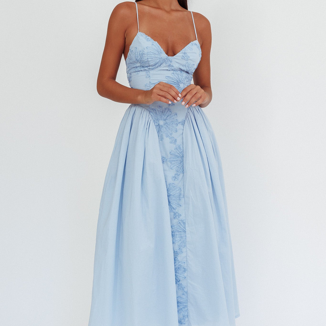 Serifine Floral Embellished Maxi Dress Blue 5