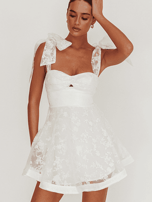 Oliana Tied Shoulders Keyhole Mini Dress White