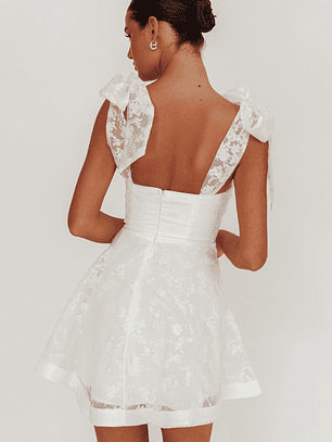 Oliana Tied Shoulders Keyhole Mini Dress White