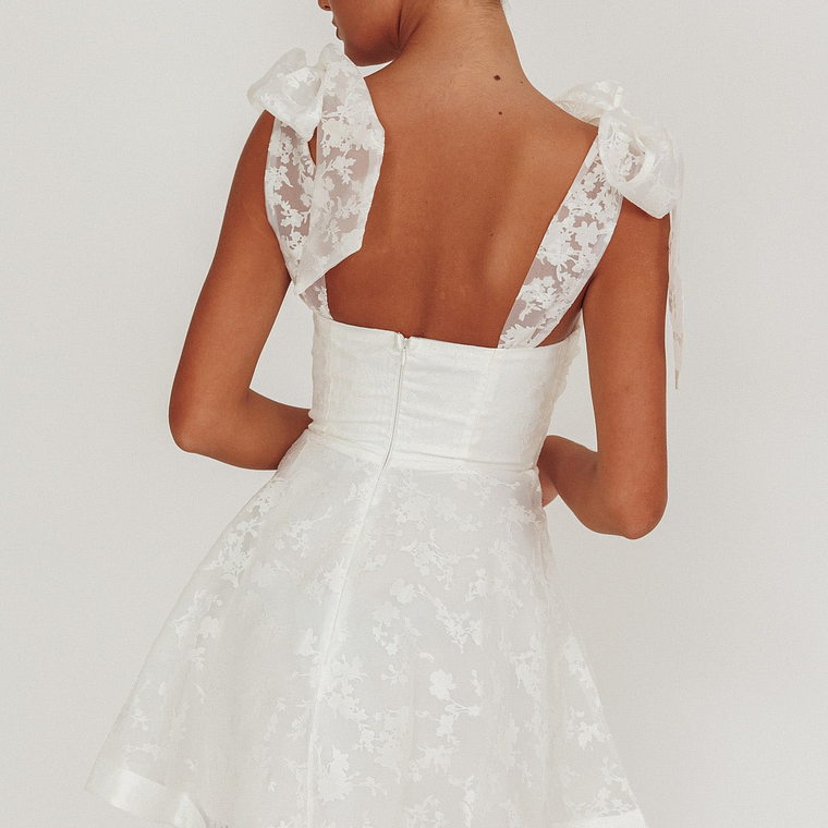 Oliana Tied Shoulders Keyhole Mini Dress White 2