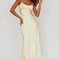 Nerida Twist Back Satin Maxi Dress Lemon - thumbnail 1