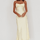 Nerida Twist Back Satin Maxi Dress Lemon - thumbnail 3