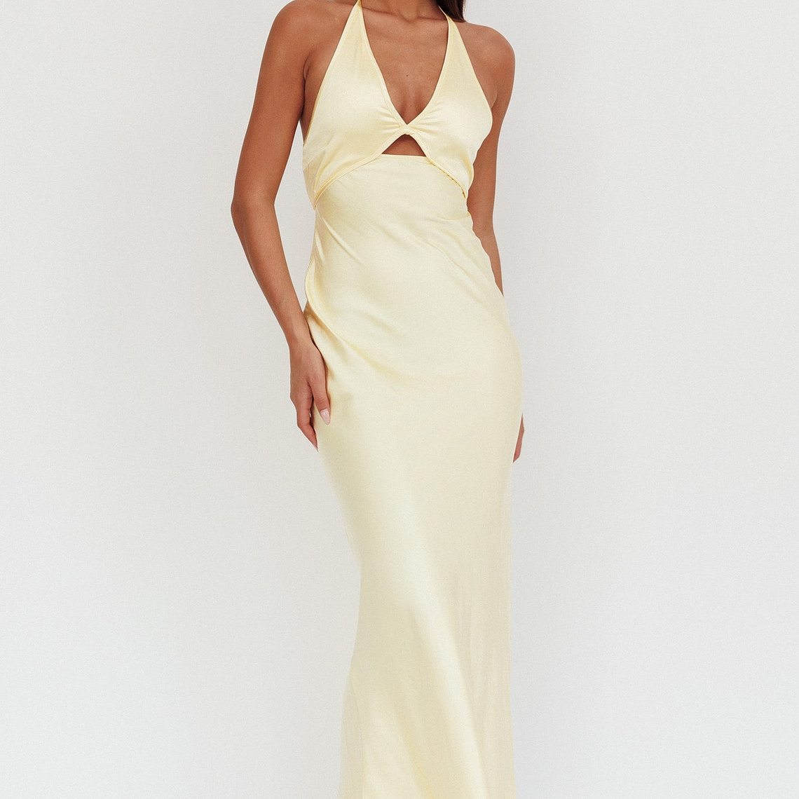 Jassinta Keyhole Bust Maxi Dress Lemon 1
