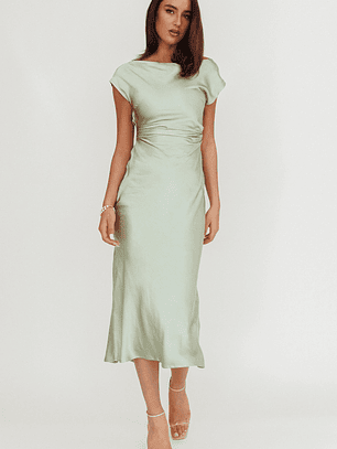 Loveland Cap Sleeve Cowl Back Midi Dress Sage