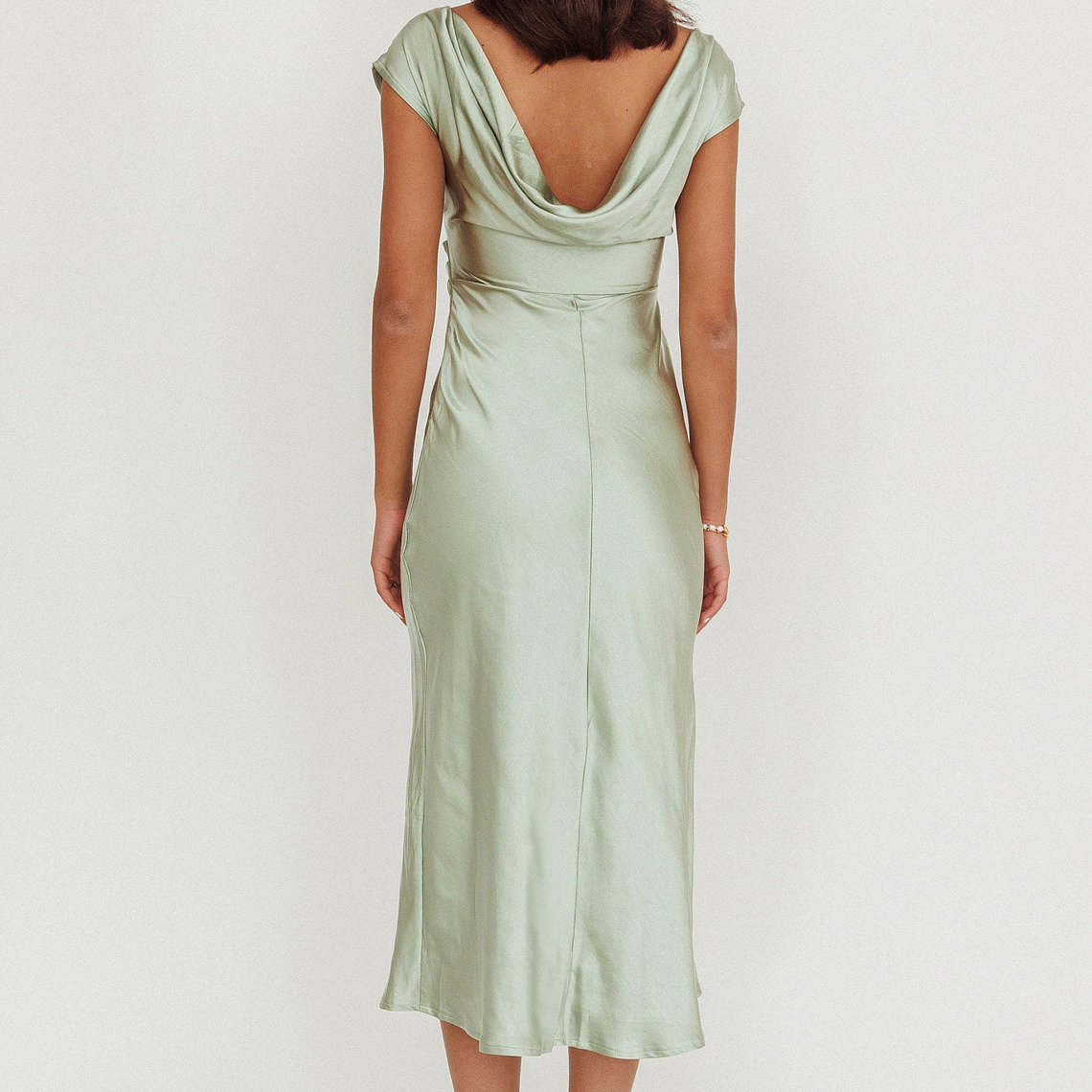 Loveland Cap Sleeve Cowl Back Midi Dress Sage 2