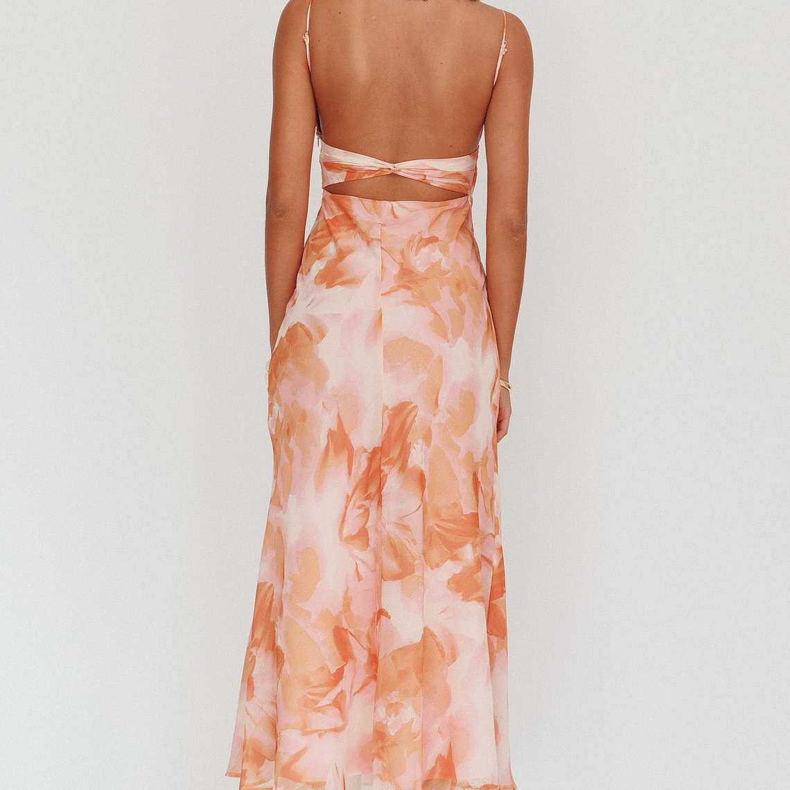 Nerida Low Back Twist Maxi Dress Orange 2