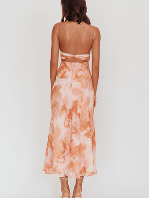 Nerida Low Back Twist Maxi Dress Orange
