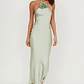 High Roller Flower Decoration Halter Dress Sage - thumbnail 5