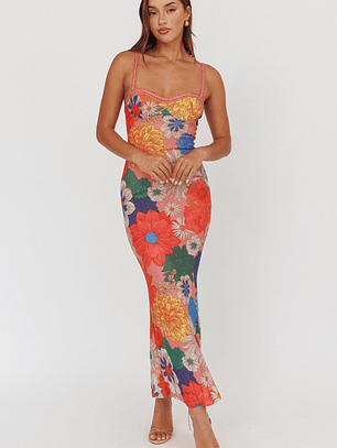 Girl Power Lace Strap Maxi Dress Orange