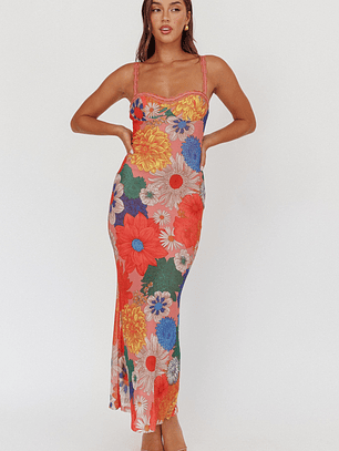 Girl Power Lace Strap Maxi Dress Orange