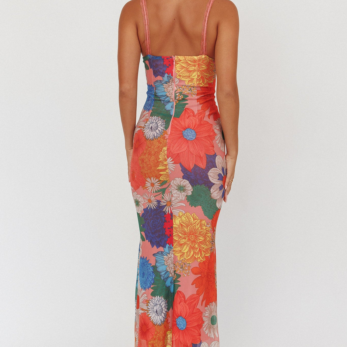 Girl Power Lace Strap Maxi Dress Orange 4