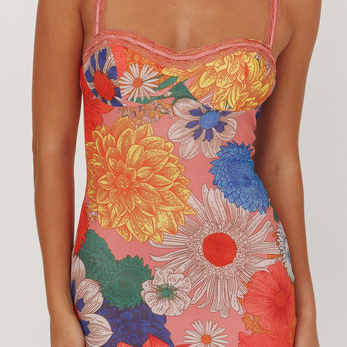 Girl Power Lace Strap Maxi Dress Orange 5