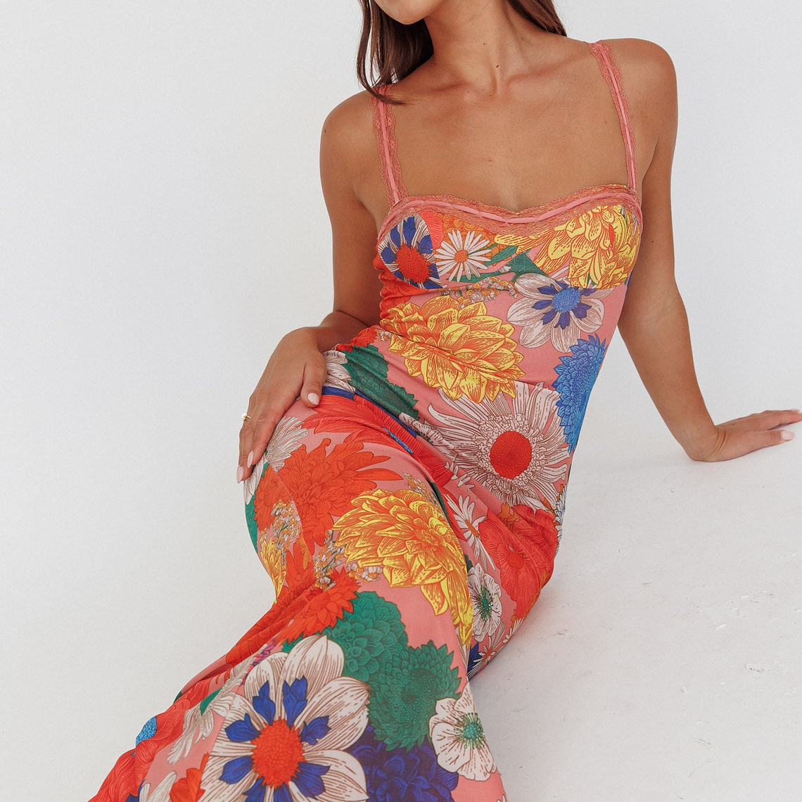 Girl Power Lace Strap Maxi Dress Orange 6