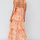 Arlowe Tied Shoulder Tiered Midi Dress Floral Orange - thumbnail 3