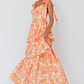Arlowe Tied Shoulder Tiered Midi Dress Floral Orange - thumbnail 4