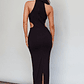 Estella Keyhole Ribbed Midi Dress Black - thumbnail 2