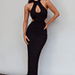 Estella Keyhole Ribbed Midi Dress Black - thumbnail 3