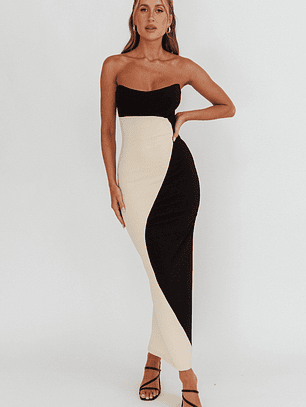 Regent Strapless Maxi Dress Black/Beige