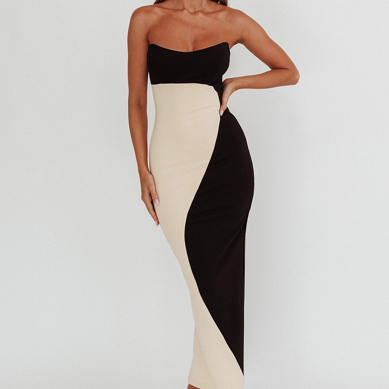 Regent Strapless Maxi Dress Black/Beige 1