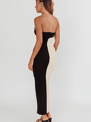 Regent Strapless Maxi Dress Black/Beige