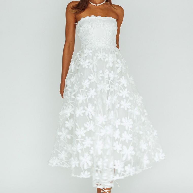 Dori Floral Embellished Midi Dress White 5