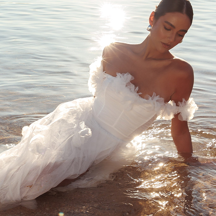 Good Things Tulle Rosette Maxi Dress Ivory 3