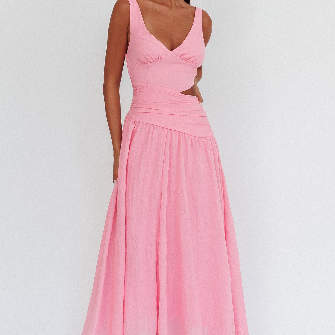 First Dates Waist Cut-Out Maxi Dress Pink 1