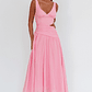 First Dates Waist Cut-Out Maxi Dress Pink - thumbnail 1