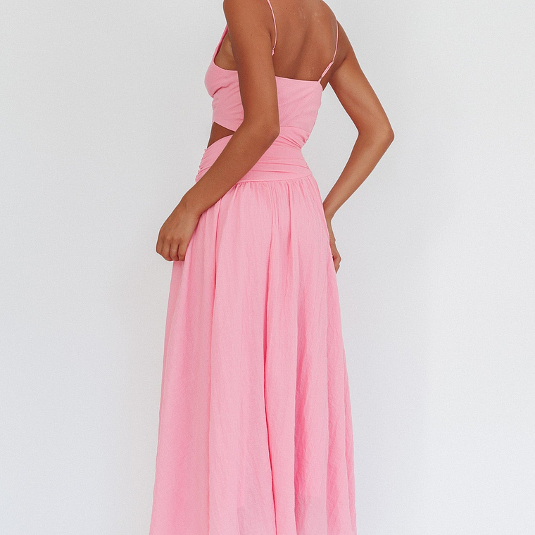 First Dates Waist Cut-Out Maxi Dress Pink 2