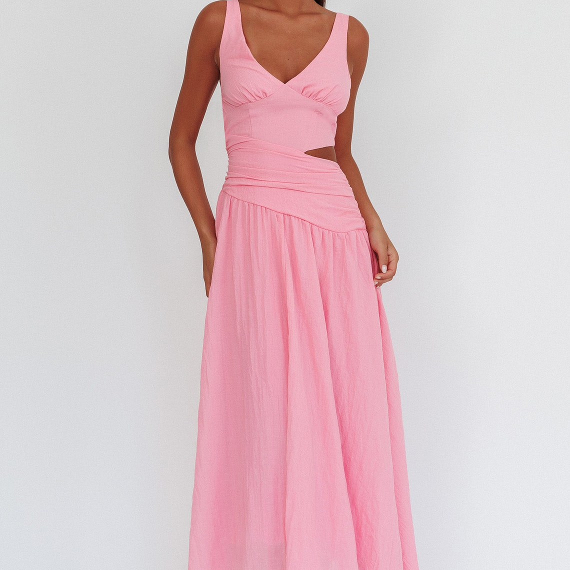First Dates Waist Cut-Out Maxi Dress Pink 5