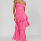 Madrid Summer Tiered Ruffle Maxi Dress Pink - thumbnail 1